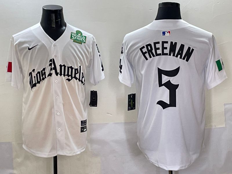Men Los Angeles Dodgers #5 Freeman White Five generations Joint Name 2025 Nike MLB Jersey style 8->los angeles dodgers->MLB Jersey